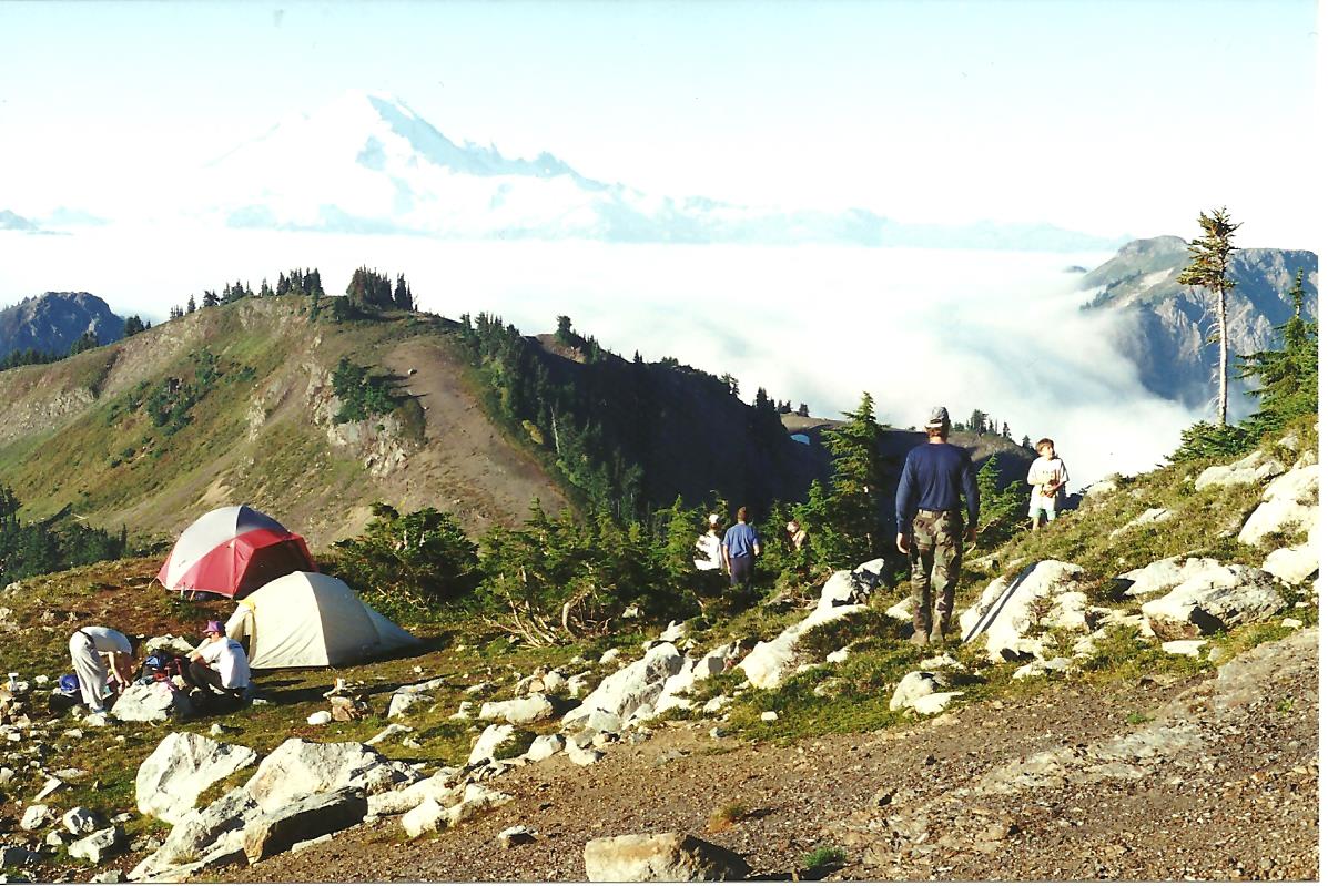 Our camp with Mt. baker in the back ground
